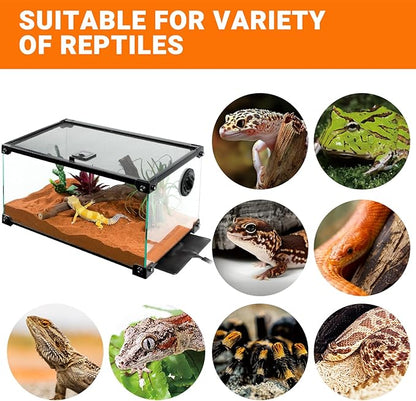 REPTI ZOO 8" X 12" Reptile Heat Pad 24W Fast Heating Pad with Adjustable Thermostat Reptile Heat Mat for Turtles/Hermit Crabs/Bearded Dragons/Leopard Geckos/Snakes/Lizards, and Seed Germination REPTIZOO