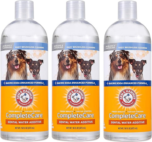 Arm & Hammer Complete Care Fresh Dental Water Additive for Dogs, 16 Fl Oz - 3 Pack - Flavorless Dog Water Additive, Dog Mouth Wash, Dog Dental Rinse, PetWater Additive, Pets Dental Care for Bad Breath ARMHAMMER