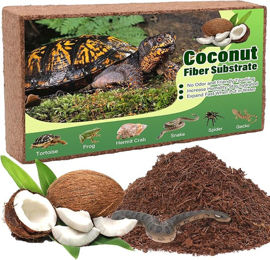AQUA KT Reptile Natural Coconut Fiber Substrate Bedding Coco Coir Brick for Lizard Hermit Crab Snake Frog Spider Gecko Terrarium Bedding AQUAKT