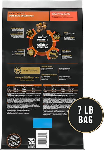 Purina Pro Plan High Protein Cat Food With Probiotics for Cats, Salmon and Rice Formula - 7 lb. Bag - PAWPICO