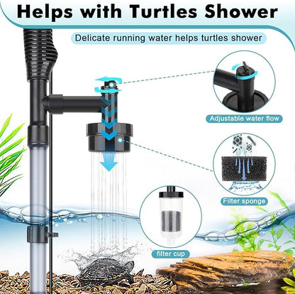 AQQA Aquarium Vacuum Gravel Cleaner Electric Fish & Turtle Tank Water Changer 6 in 1 Multi-Functional Aquarium Cleaning Tools Set for Water Cleaning & Circulation (20W, 320GPH) AQQA