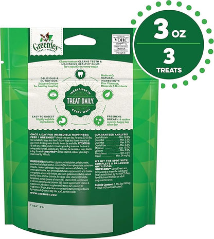 Greenies Original Regular Natural Dog Dental Treats, 3 oz. Pack (3 Treats) - PAWPICO