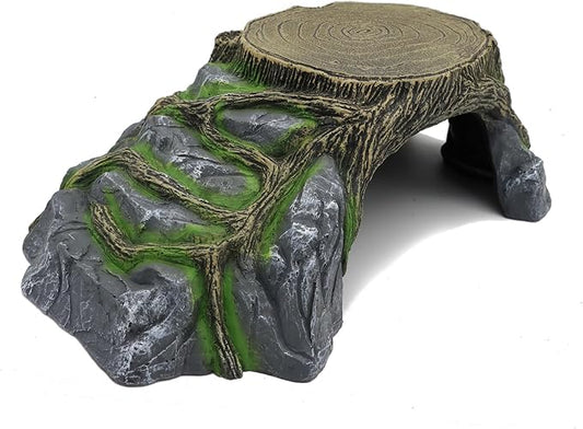Extra Large Resin Reptile Hideouts Cave Habitat Decor for Reptiles, Amphibians, Fish Tanks and Gecko, Leopard JIHAQUA