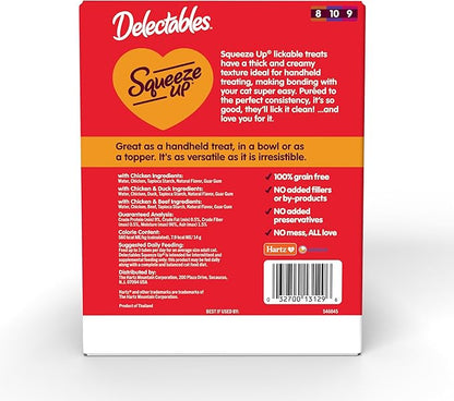 Delectables Squeeze Up Non-Seafood Variety Pack, Creamy Squeezable Puree, Lickable Wet Cat Treats, Grain Free, No Added Fillers, No By-Products, No Added Preservatives, 0.5 Ounces Tube, 72 Tubes Total Hartz