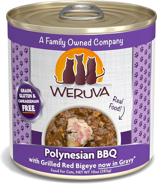 Weruva Classic Cat Food, Polynesian BBQ with Grilled Red Bigeye in Gravy, 10oz Can (Pack of 12) - PAWPICO