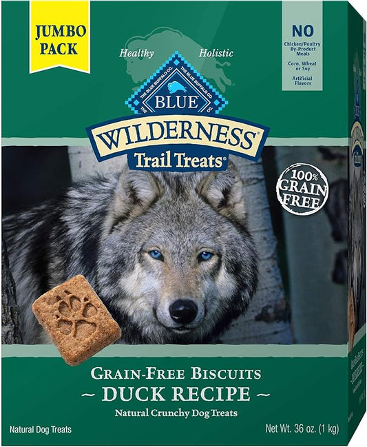 Blue Buffalo Wilderness Trail Treats High Protein Grain Free Dog Biscuits Crunchy Dog Treats, Duck Recipe, 36-oz Box - PAWPICO