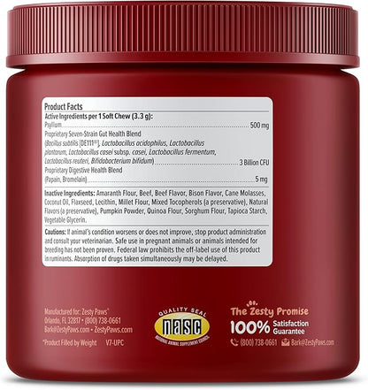 Zesty Paws Probiotics for Dogs - Digestive Enzymes for Gut Flora, Digestive Health, Diarrhea & Bowel Support - Clinically Studied DE111 - Dog Supplement Soft Chew for Pet Immune System - AE, 90 Ct ZestyPaws