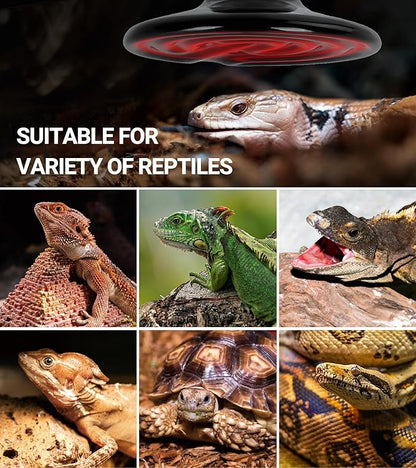 REPTI ZOO 150W Reptile Heat Lamp 2Pack Ceramic Heat Emitter Night Heat Lamp Bulbs Reptile Terrarium Heat lamp Tank Heat Bulb for Turtle Bearded Dragon Gecko Lizard Snake Chicken E26 REPTIZOO