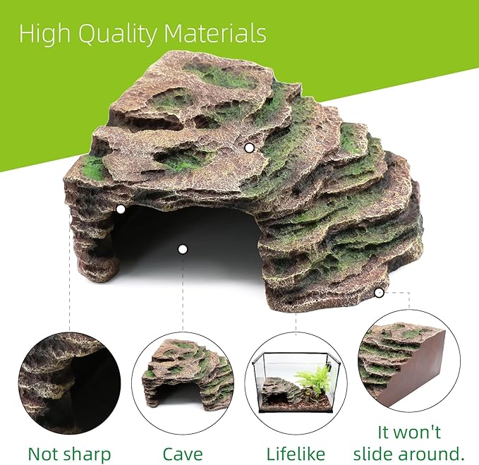Large Reptile Hide Shale Scape Step Ledge, Reptile Cave Hideout, Bearded Dragons Accessories, Basking Rocks for Bearded relaqcc