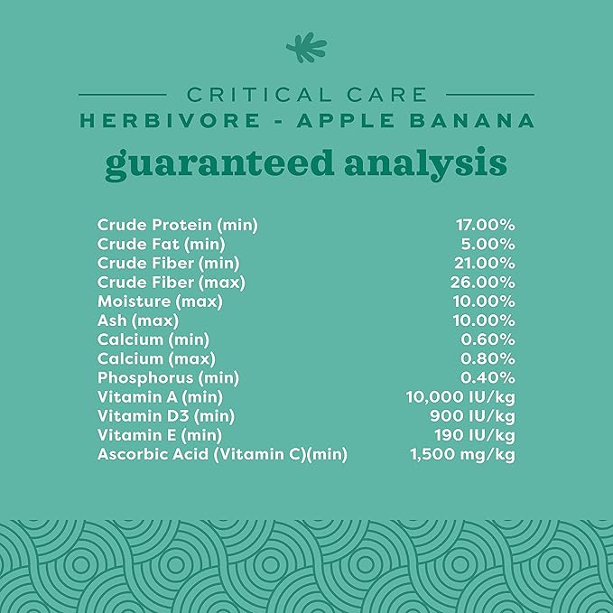 Oxbow Critical Care Herbivore - Nutritionally Complete Feeding Assist Formula for Small Animals & Pets - Critical Care Herbivore Apple-Banana (454g) OxbowAnimalHealth