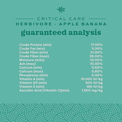 Oxbow Critical Care Herbivore - Nutritionally Complete Feeding Assist Formula for Small Animals & Pets - Critical Care Herbivore Apple-Banana (454g) OxbowAnimalHealth