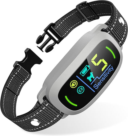 Dog Bark Collar, FAFAFROG Rechargeable Smart Collar, Anti Barking Training Collar with 5 Adjustable Sensitivity Beep Vibration Shock, Bark Collar for Large Medium Small Dogs(Grey) FAFAFROG