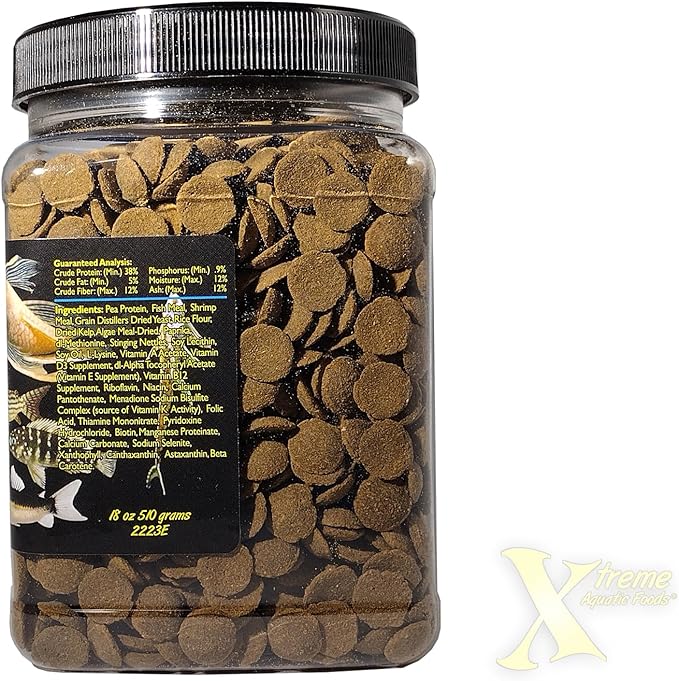 Xtreme Scrapers Wafers - Premium 14mm Fast-Sinking Fish Food – Nutrient & Cellulose Rich Ideal for Nocturnal Feeders, Catfish, Plecostomus Species, and Loaches – USA Farm Grown (18oz) XtremeAquaticFoods