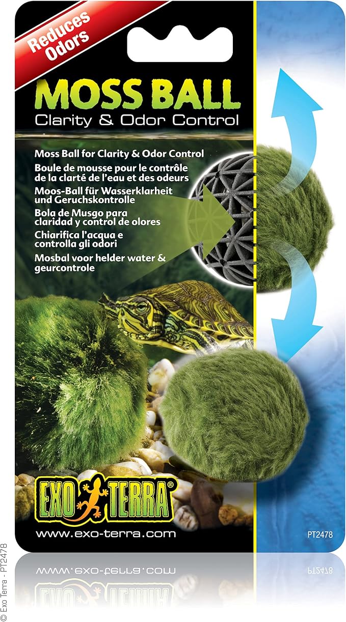 Exo Terra Moss Ball, Water Clarity and Odor Control for Aqua-Terrariums, PT2478, Green ExoTerra