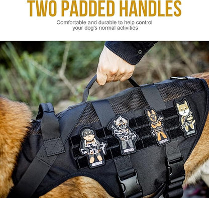 OneTigris Tactical Dog Harness for Small Dog, No Pull Small Dog Vest Harness with Handles Breathable Military Dog Molle Vests, Harness for Walking Hiking Training (Black, XS) OneTigris