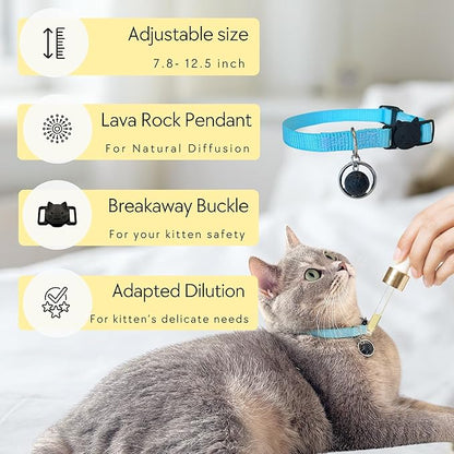 Kitten Calming Collar with 100% Natural Oil, Cat Stress and Anxiety Relief, Kitten Calming Products, Breakaway, Vet-Approved (Pure Jasmine) ROLLERPAWSTER