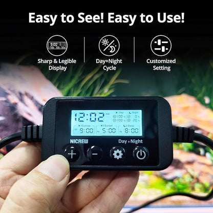 NICREW C10 Plants LED Aquarium Light, 12-18 in, 9 Watts, Full Spectrum Fish Tank Light with Timer, Day and Night Cycle, Brightness Adjustable NICREW
