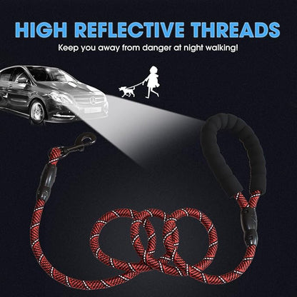 BAAPET 2/4/5/6 FT Dog Leash with Comfortable Padded Handle and Highly Reflective Threads for Small Medium and Large Dogs (5FT-1/2'', Black Red) - PAWPICO