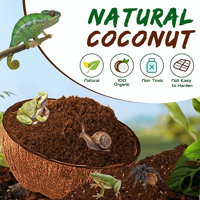 LEICHTEN Coco Coir Bricks Substrate for Reptiles,3 Pcs Natural Organic Coconut Fiber Substrate Bedding,Odor Absorbing for Snakes, Tortoises,Hermit Crab,Bearded Dragon,Geckos,Frogs LEICHTEN