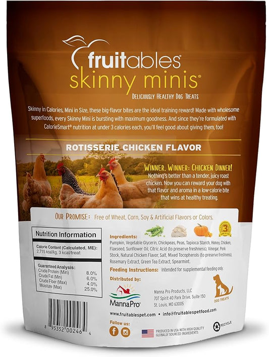 Fruitables Skinny Mini Dog Treats – Healthy Treats for Dogs – Low Calorie Training Treats – Free of Wheat, Corn and Soy – Rotisserie Chicken – 5 Ounces - PAWPICO