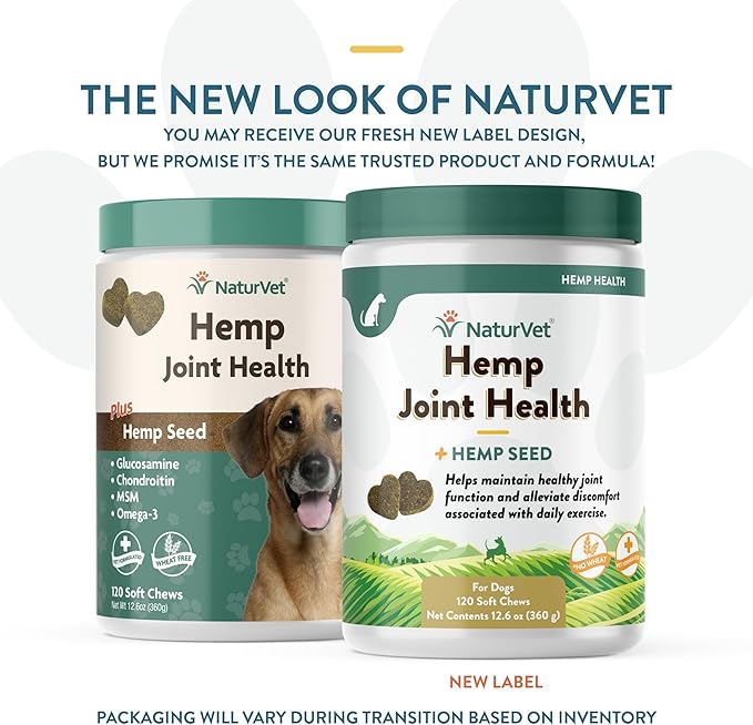 NaturVet – Hemp Joint Health For Dogs - Plus Hemp Seed | Supports Overall Joint Health | Enhanced with Glucosamine, MSM, Chondroitin & Antioxidants | 120 Soft Chews NaturVet