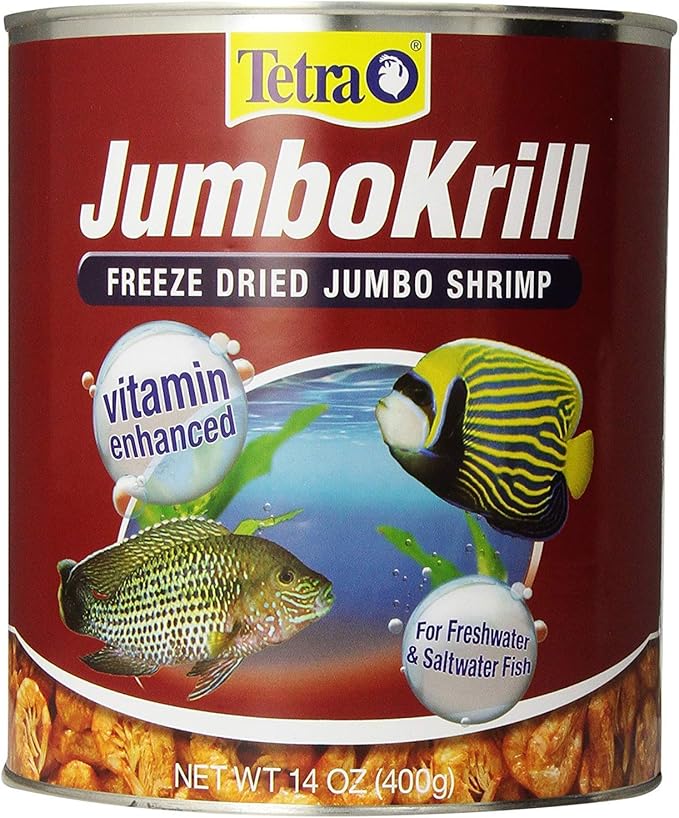 Tetra JumboKrill Freeze-Dried Jumbo Shrimp 14 Ounces, Natural Shrimp Treat For aquarium Fish, red (16200) Tetra