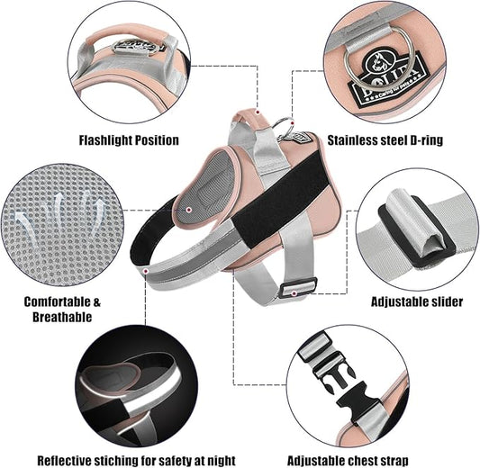 Bolux Dog Harness, No-Pull Reflective Dog Vest, Breathable Adjustable Pet Harness with Handle for Outdoor Walking - No More Pulling, Tugging or Choking Bolux