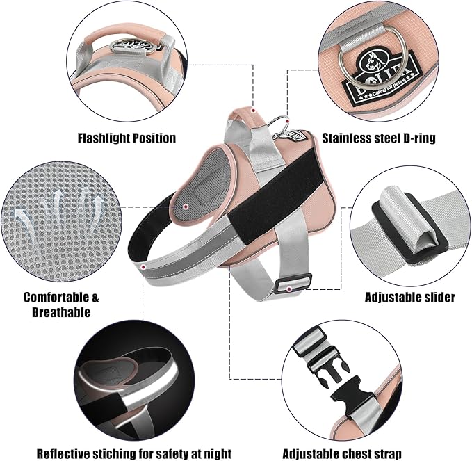 Bolux Dog Harness, No-Pull Reflective Dog Vest, Breathable Adjustable Pet Harness with Handle for Outdoor Walking - No More Pulling, Tugging or Choking Bolux