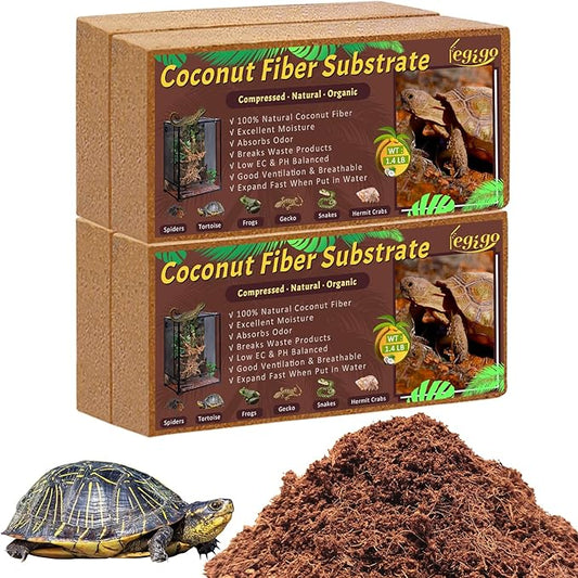 Legigo 4 Pack Compressed Coconut Fiber Substrate - 100% Organic Coconut Fiber Brick Bedding for Reptiles, Natural Coco Husk Substrate Terrarium Bedding for Snake, Hermit Crabs, Frogs, Tortoise, Gecko Legigo