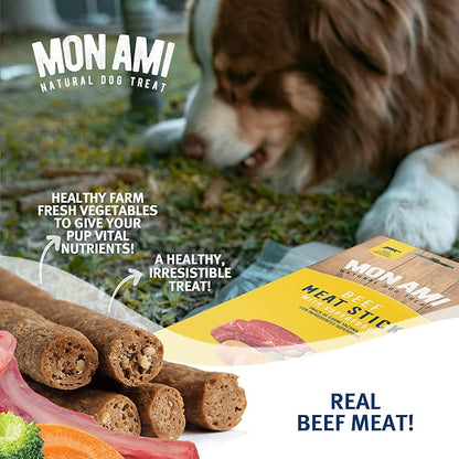 Mon Ami Beef Meat Sticks for Dogs with Farm Fresh Vegetables (28 Oz) – Human Grade Dog Treats with Superfoods - Training Treats for Dogs - Healthy Dog Treats for Small, Medium and Large Dogs - PAWPICO