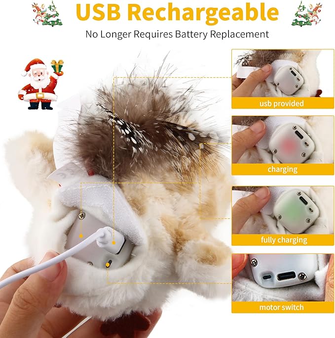 Gigwi Interactive Cat Toys for Indoor Cats, Flapping and Chirping Catnip Toys for Cat Exercise, Automatic Cat Toy with Beating Wings & Real Feather Tail, Rechargeable Cat Kicker Toy Princess - PAWPICO