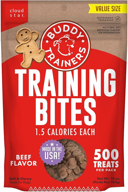 Buddy Biscuits Trainers Training Bites Soft & Chewy Dog Treats, Beef, 10 oz. Pouch - PAWPICO