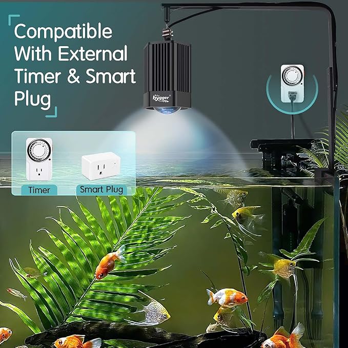 hygger 60W Planted Aquarium Light Full Spectrum RGB COB LED Clip On Fish Tank Grow Light with Mounting Bracket Compatible with Timer Smart Plug for Low-to High Light Aquatic Plants hygger