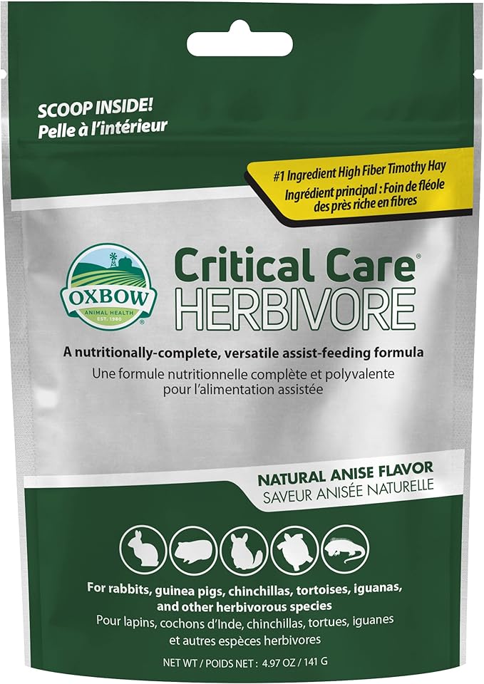 Oxbow Animal Health Critical Care, Herbivore, Anise Flavor, 141 Gram Bag (70100), Multi-colored, 4.97 Ounce (Pack of 1) OxbowAnimalHealth