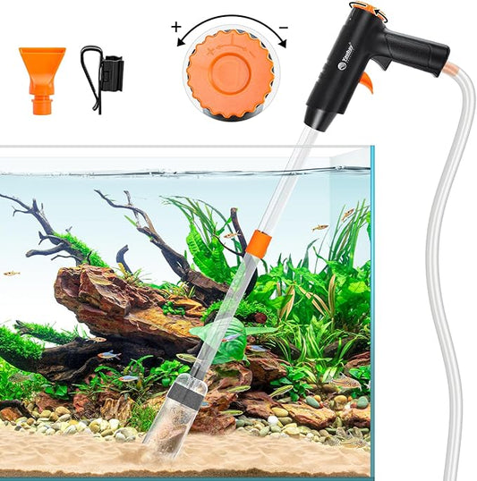 132GPH Manual Aquarium Gravel Cleaner, Fish Tank Siphon Vacuum Cleaner with Adjustable Water Flow for Cleaning Dirt, Water Change & Wash Sand Aquarium Cleaning Tools Yaubay