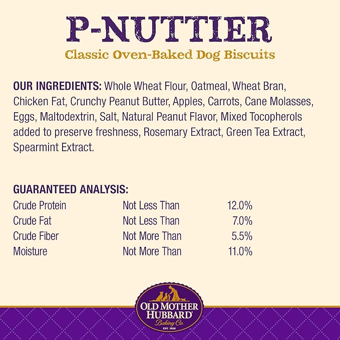 Old Mother Hubbard by Wellness Classic P-Nuttier Natural Dog Treats, Crunchy Oven-Baked Biscuits, Ideal for Training, Large Size, 3.3 pound bag - PAWPICO