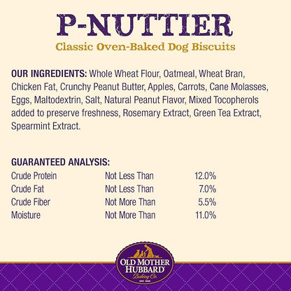 Old Mother Hubbard by Wellness Classic P-Nuttier Natural Dog Treats, Crunchy Oven-Baked Biscuits, Ideal for Training, Large Size, 3.3 pound bag - PAWPICO