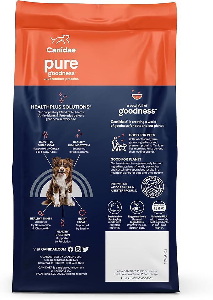 Canidae Pure Real Salmon & Sweet Potato Recipe Adult Dry Dog 22 LB - PAWPICO