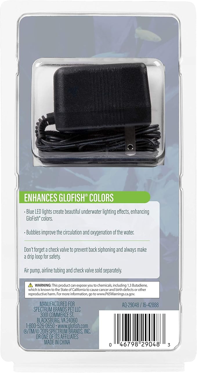 GloFish Blue LED Bubbler, Aquarium Lights with Air Stone for Fish Tanks 2.6-Inch x 4-Inch x 0.5-Inch (Pack of 2) GloFish