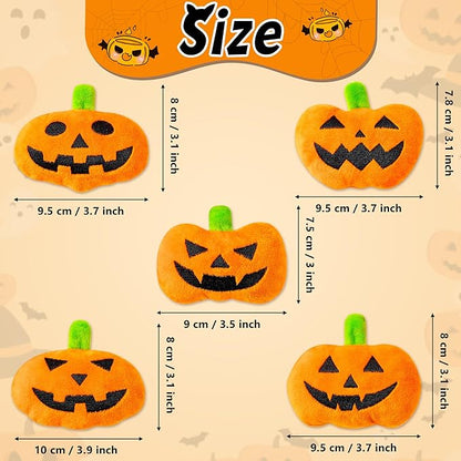 MALLMALL6 Catnip Toys for Cat - 5Pcs Halloween Pumpkin Jack O Lantern Catmint Interactive Cat Toy for Indoor Cats, Soft Plush Orange Cat Supplies, Kitten Teething Chew Toy Set, Pet Gifts for Cat Lover - PAWPICO