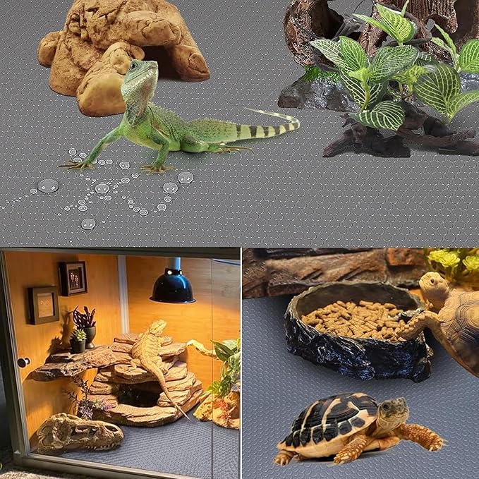 KABASI Reptile Substrate Liner Terrarium Carpet, Bearded Dragon Tank Accessories, Non-Adhesive Reptile Carpet Reptile Flooring Mat Bedding for Leopard Gecko, Snake, Lizard, Tortoise, 17.7x78.7 inch KABASI