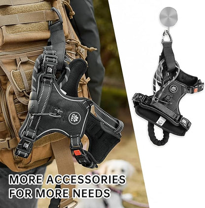 NESTROAD No Pull Dog Harness,Adjustable Oxford Dog Vest Harness with Leash,Reflective No-Choke Pet Harness with Easy Control Soft Handle for Large Dogs(X-Large,Black) NESTROAD