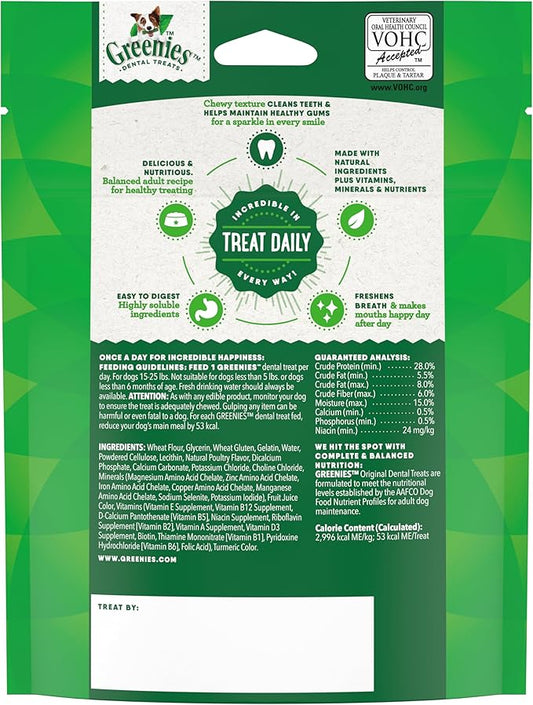 Greenies Original Petite Natural Dental Care Dog Treats, 3 oz. Pack (5 Treats) - PAWPICO
