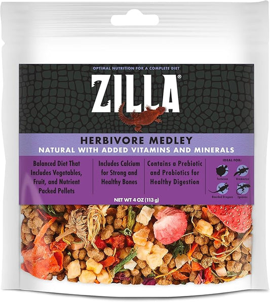 Zilla Pet Reptile Herbivore Food Medley Diet, 4 oz Zilla