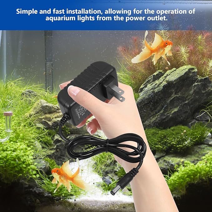 UPKOCH 12V 1A LED Power Adapter, AC110V to DC12V Switching Power Supply Converter for Aquarium Fish Tank Light, Fish Tank Strip Light Plug, US Plug UPKOCH