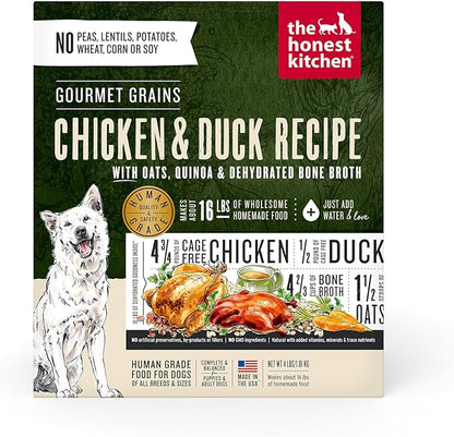 The Honest Kitchen Dehydrated Gourmet Grains Chicken & Duck Dog Food, 4 lb Box - PAWPICO