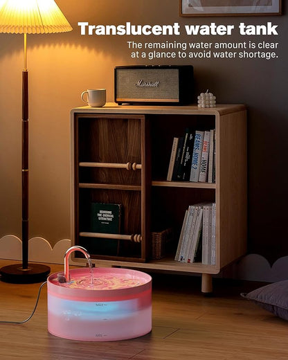 Pink Cat Water Fountain:with 6 Carbon Filters + 3 Sponge Filters - BEMOONY 108oz/3.2L Pet Water Fountain - Water Fountains Indoor Quiet Water Pump - Faucet Cat Fountain Suitable for Cats and Dogs - PAWPICO