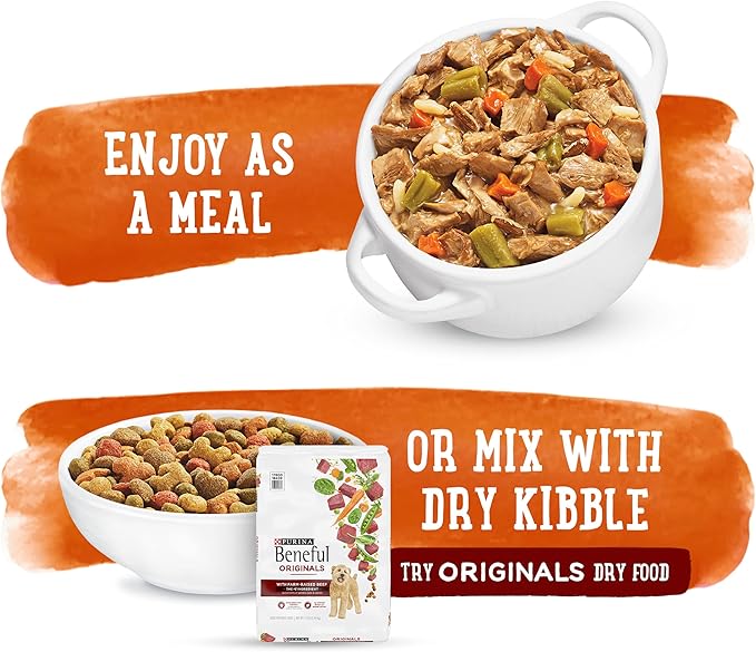 Purina Beneful Gravy Wet Dog Food, Prepared Meals Simmered Chicken Medley - (8) 10 oz. Tubs - PAWPICO