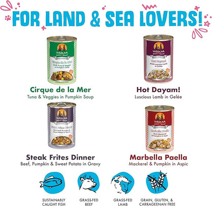 Weruva Classic Dog Food, Variety Pack, Chicken Free, Just 4 Me, Wet Dog Food, 14oz Cans (Pack of 12) - PAWPICO