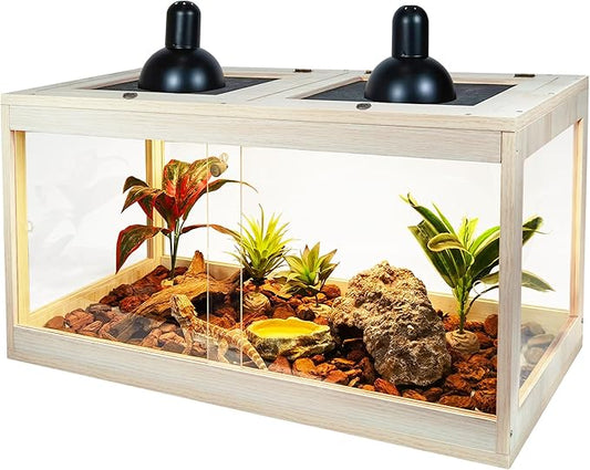 28 Gallon Terrarium, Reptile Habitat, Durable Quality, Suitable for All Types of Reptile, Hamsters, Snakes, Oak Color PROLEE